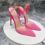 Transparent PVC high heels women's pointed sandals, transparent high heels, dress shoes, wedding shoes12cm.45, summer, 2021