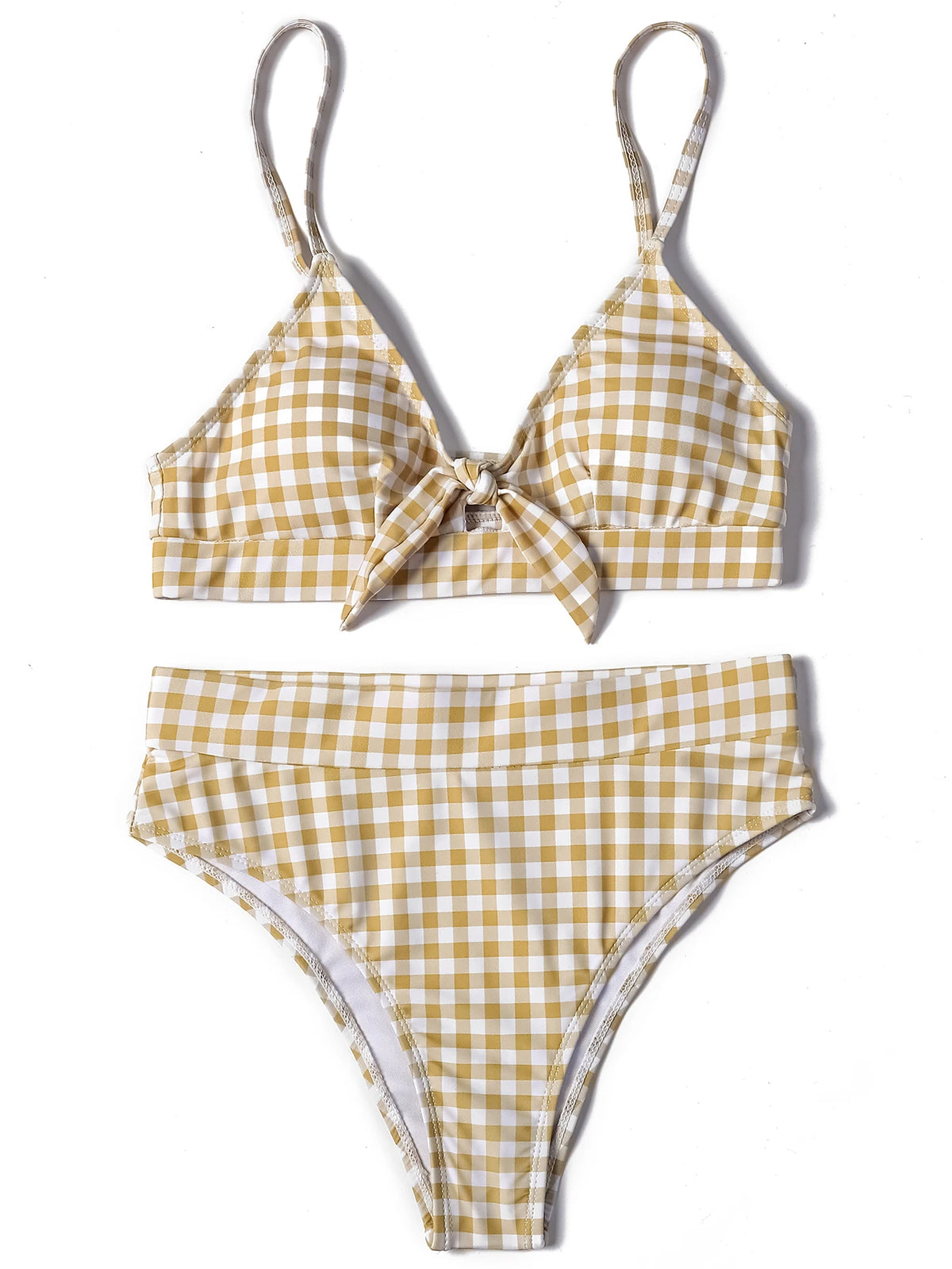 ZTVitality Bow Plaid Bikinis Push Up Sexy Bikini 2021 Hot Sale Straps Padded High Waist Swimsuit Retro Swimwear Women Biquini