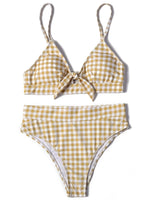 ZTVitality Bow Plaid Bikinis Push Up Sexy Bikini 2021 Hot Sale Straps Padded High Waist Swimsuit Retro Swimwear Women Biquini
