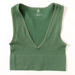Deep V-Neck Crop Top 18 Colors Slim Fit Tank Stretchy Sleeveless Crop Vest Casual Ribbed Knit Top Low Cut Summer Camisole M-XL
