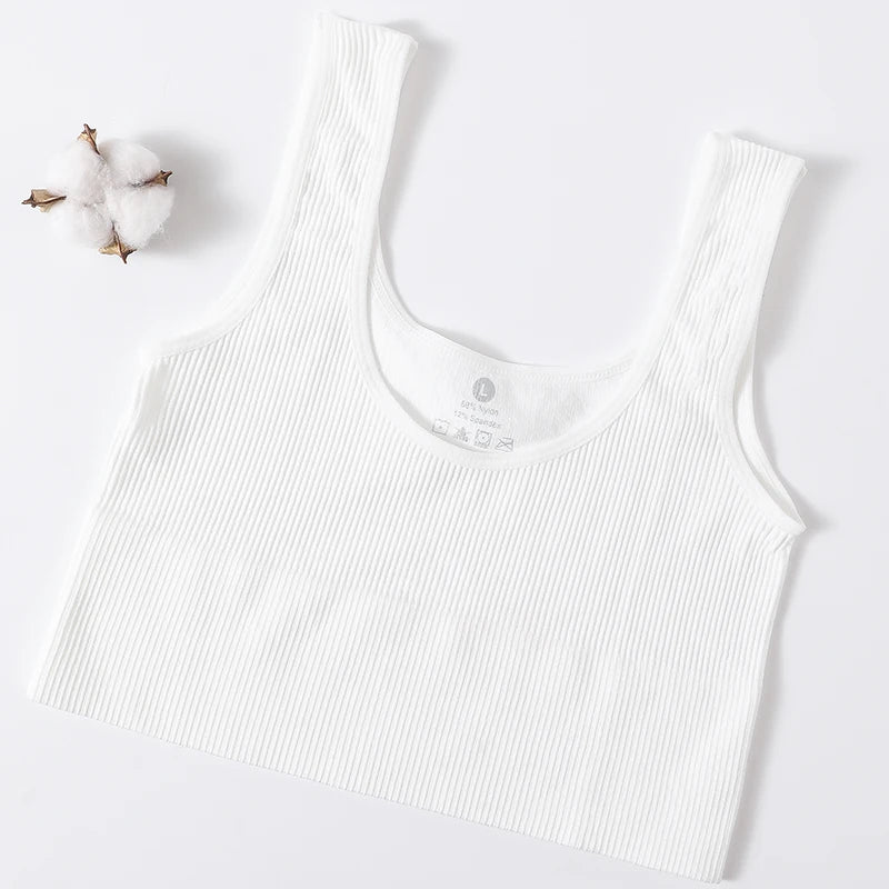 Women Crop Top Seamless Underwear Ribbed Bralette O Neck Bra Tops Female Bra Crop Top Fashion Tanks Top Streetwear Camisole