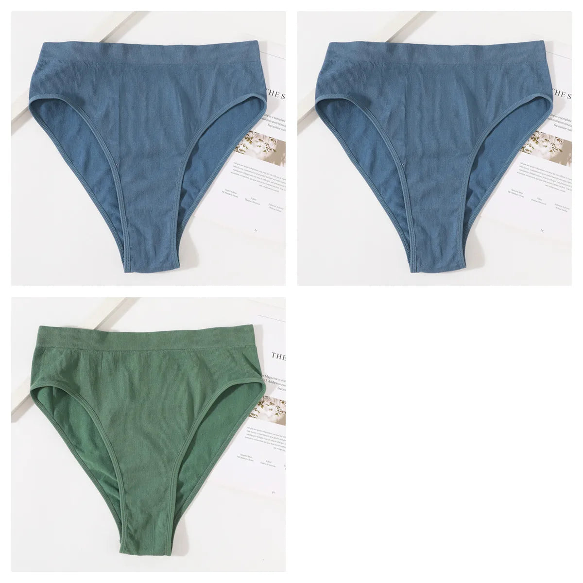 3Pcs/Set Seamless Panties Women High Waist Briefs High Cut Sports Bottom Underwear Female Stretch Rib Underpants Sexy Lingerie