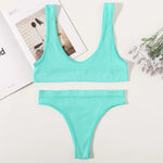 Women Seamless Bra And Panties Set Wire-Free U-Neck Small Cup Push-Up Bra Low-Rise Thongs Sexy Lingerie Female Underwear Set