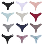 4Pcs/set Cotton Thongs Women Low-Rise Bikini Underwear M-XL Comfortable G-string Female Fruit Embroidery T-Back Panties Lingerie