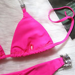 Halter Shiny Crystal Diamond Bikini Women Bandage Swimsuit Female Swimwear Rhinestone Bikini set Brazilian Bathing Suit Swim
