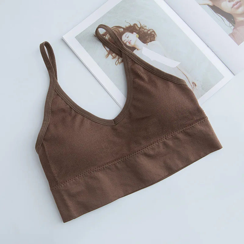 Women Tube Top U Back Crop Top Push Up Bra Sexy Lingerie Seamless Underwear Female Solid Color Sport Top Fitness Brassiere