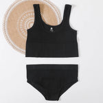 Seamless Women Lingerie Set Rib Bralette Sports Crop Top High Waist Briefs Panties Light Support Bra Sexy Underwear Set