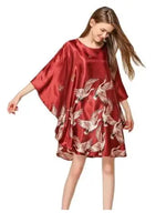 Summer New Chinese Style Satin Robe Dress Women's Sexy Loose Nightgown Sleepwear Vintage Kaftan Bathrobe Gown Plus Size