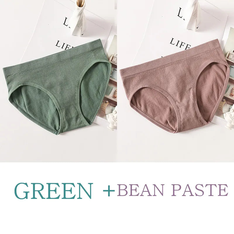 2Pcs/Set Women Panties Low Rise Briefs Seamless Underwear Female Full Coverage Back Bottoms Sports Underpants Sexy Lingerie M-L