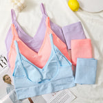 Women Bra And Panty Set Low Back Bra High Waist Briefs Female Sexy Lingerie Set Wire Free Brassiere Seamless Underwear Crop Top