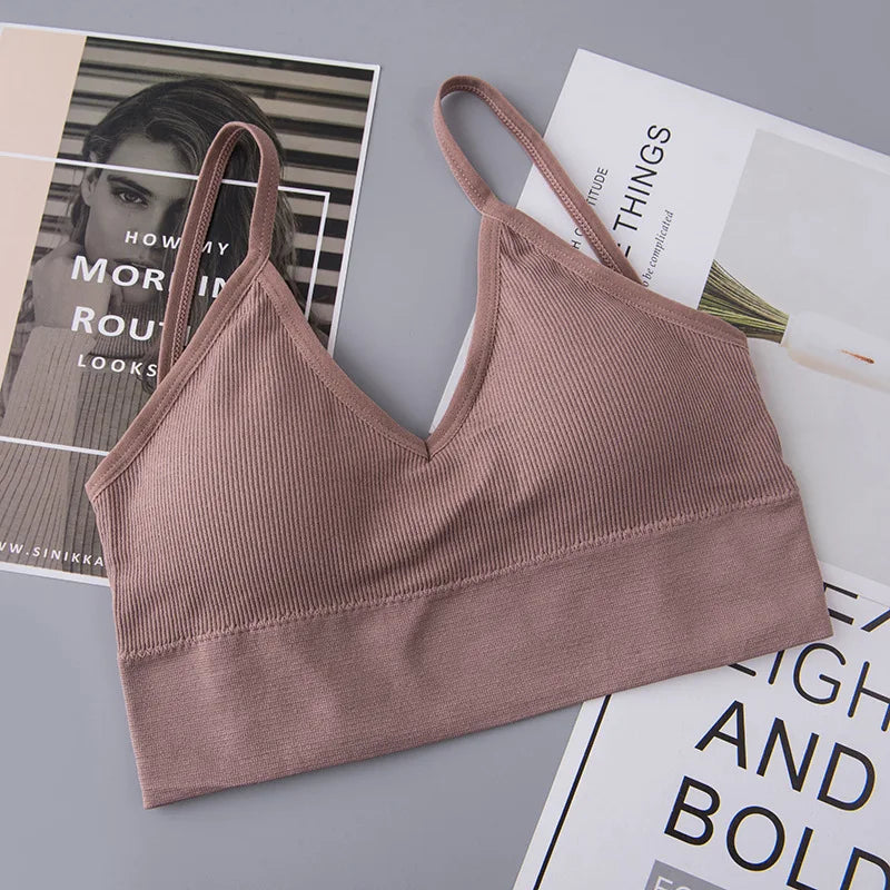 Women Tube Top U Back Crop Top Push Up Bra Sexy Lingerie Seamless Underwear Female Solid Color Sport Top Fitness Brassiere