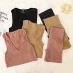 Women Sport Ribbed Bras Set Seamless Underwear Set High Waist Fitness Shorts Female Sexy Lingerie Bralette Deep V Top Sportwear