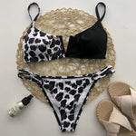 Ribbed Polka Dot Bikinis V-Bar Underwired Bikini Women Swimwear Female Swimsuit Two Pieces Bikini Set High Cut Bathing Suit Swim
