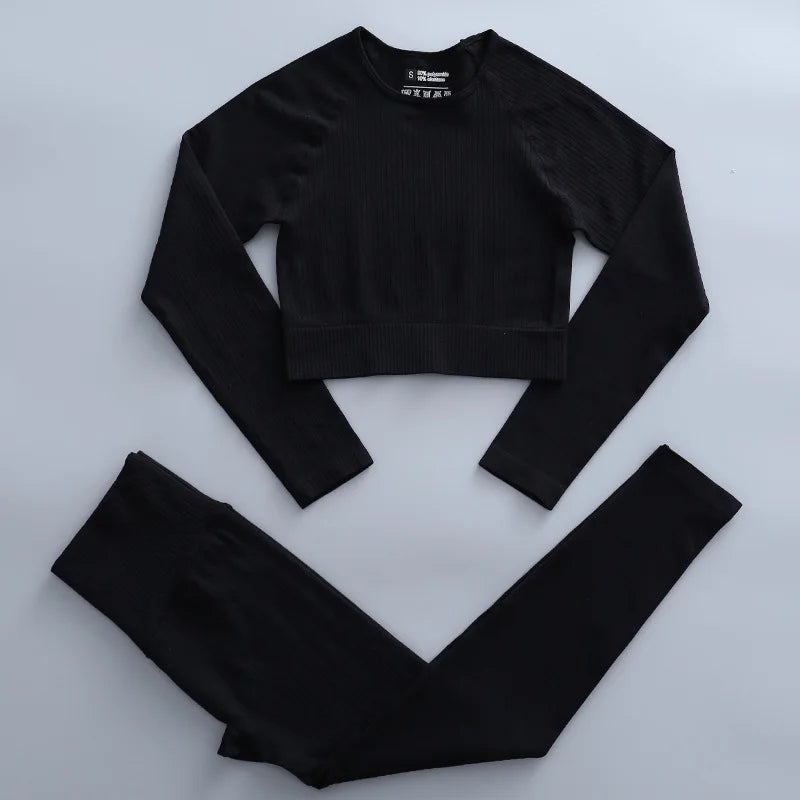 2/3 Piece Set Women Gym Wear Seamless Yoga Set Sports Bra Crop Top High Waist Leggings Fitness Sportswear Workout Outfits Woman