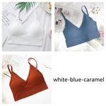 3Pcs/Set Women Sexy Crop Tops Seamless Bra Female Streetwear Sport Crop Top Tee Solid Color Underwear Lingerie Push Up Bra