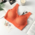 Thailand Latex Wireless Lace Bra – Push-Up, Seamless, Removable Pads, Beautiful Back Design for Daily Wear & Sleep