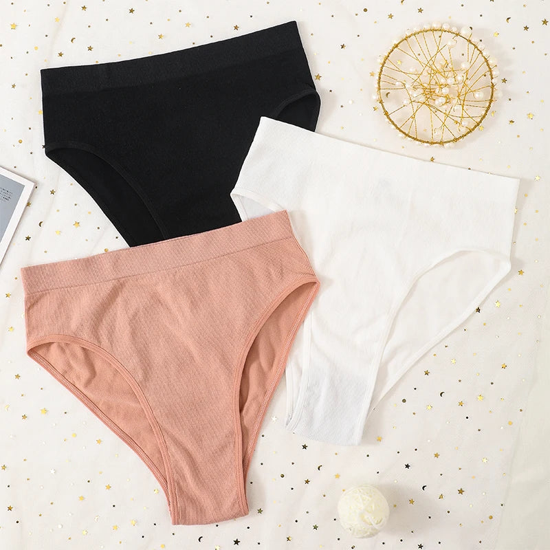 1Pc High Waist Panties Women Seamless Briefs High-Leg Cut Underpants Female Sexy Lingerie Solid Color Sport Underwear Panty S-L