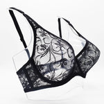 Plus Size Bras For Womens Underwear Underwired Lace Hollow Out Bra Embroidery Sexy Lingerie Brassiere BH Tops 5 Colors