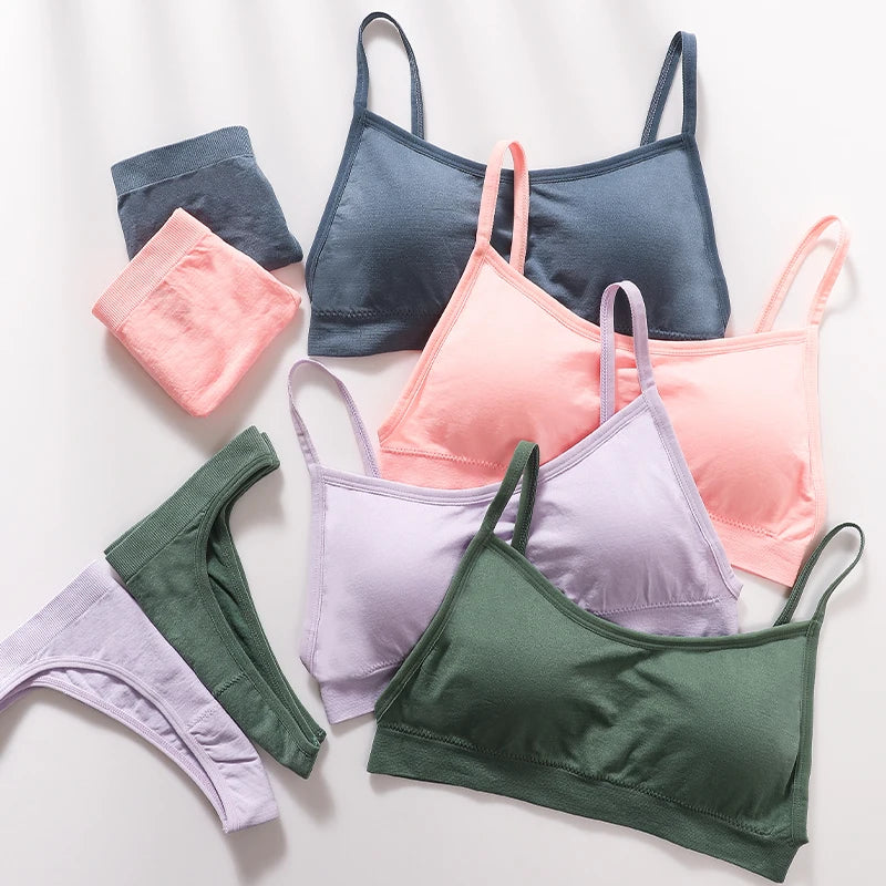 Women Seamless Bra And Panties Set Sexy High Waist Briefs Wire Free Bra Female Sexy Underwear Brazilian Panties Lingerie Set