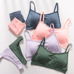 Women Seamless Bra And Panties Set Sexy High Waist Briefs Wire Free Bra Female Sexy Underwear Brazilian Panties Lingerie Set