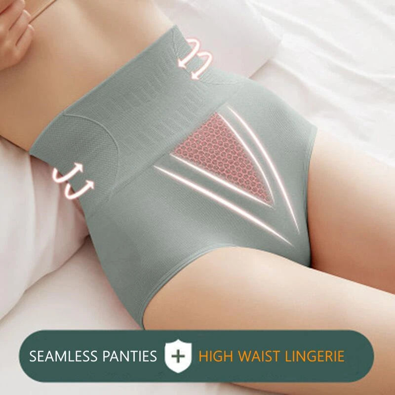 High-Waisted Seamless Shaping Panties for Women Breathable Honeycomb Mesh Tummy Trimmer Hip Lifter Control Briefs
