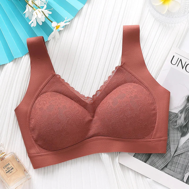 Breathable V-Neck Gather Seamless Bralette Sexy Thai Latex Bra Women's Underwear Wireless Push Up Brassiere Ladies Lingerie