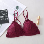 Floral Lace Bra Non-Wire Bralette Push Up Bras For Women V-neck Brassiere Female Padded Underwear Sexy Lingerie Intimates