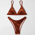 ZTVitality Sexy Push Up Bikini 2025 Hot Sale Straps Padded Bra Pit Strip Velvet Swimsuit Female High Leg Swimwear Women Biquini