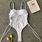 Splicing High Cut Out One Piece Swimsuit Women Tassel Swimwear Female Sexy Bathing Suit String Leopard Bikini 2025 Monokini Lady
