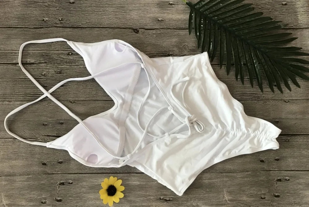 2026 V Neck Scrunch Butt Female Swimwear One Piece Swimsuit Women Backless Monokini Sexy High cut Bathing Suit Swim Bodysuit