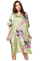 Novelty Print Black Female Satin Robe Dress Nightgown Novelty Women's Kaftan Bath Gown Summer Lounge Homewear Plus Size 6XL