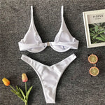 High Cut V-bar Underwired Bikini Women Swimsuit Female Micro Thong Swimwear Two-pieces Bikini Set Push Up Bathing Suit Swim Lady