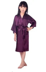 Baby Girls Kid Silk Satin Kimono Robes Bathrobe Sleepwear Wedding Flower Girl Night Dress