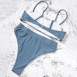 ZTVitality Sexy Bikinis Solid Push Up Bikini 2021 Hot Sale Padded Bra Straps High Waist Swimsuit Female Swimwear Women Biquini