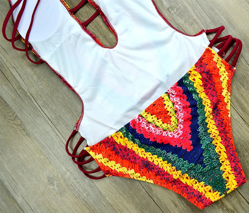 S - XXL Sexy Printed Women Swimwear One Piece Swimsuit Female High Cut Trikini Backless Monokini Bather Bathing Suit Swim Lady