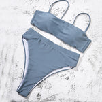 ZTVitality Sexy Bikinis Solid Push Up Bikini 2021 Hot Sale Padded Bra Straps High Waist Swimsuit Female Swimwear Women Biquini
