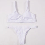 ZTVitality Sexy Bikini Solid Push Up 2019 Hot Sale Padded Bra Button Low Waist Thong Swimsuit Swimwear Women Biquini XL