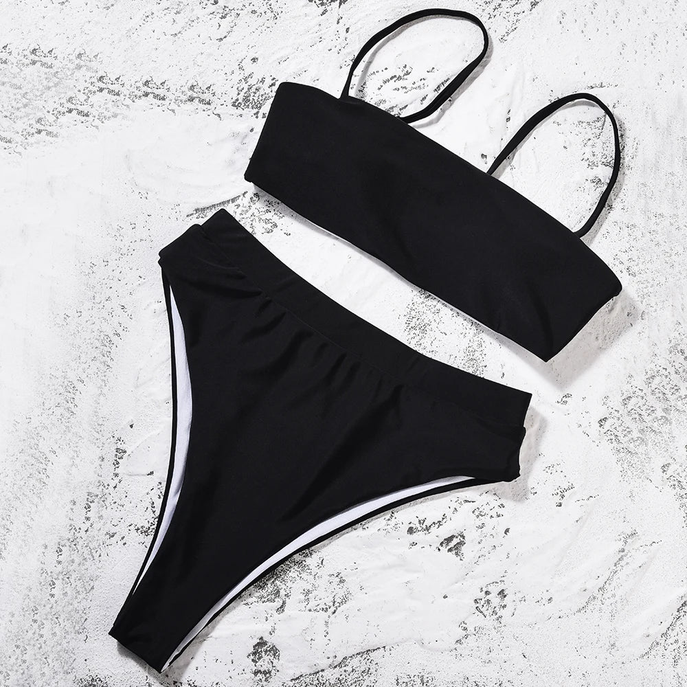 ZTVitality Sexy Bikinis Solid Push Up Bikini 2021 Hot Sale Padded Bra Straps High Waist Swimsuit Female Swimwear Women Biquini