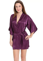 Sexy Silk Satin Night Kimono Robe Short Bathrobe Perfect Wedding Bridesmaid Bride Robes Solid Dressing Gown For Women