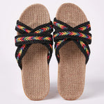 Women Indoor Slippers Home Flax Slides Summer Flat Shoes Woman House Floor Slippers Breathable Lovers Bedroom Shoes SH061202