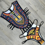 2025 African Dashiki Print One Piece Swimsuit Women High leg cut Swimwear Female Trikini Thong Monokini Brazilian Bathing Suit