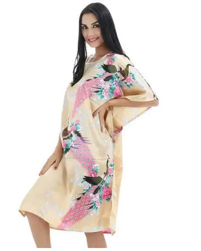 Novelty Print Black Female Satin Robe Dress Nightgown Novelty Women's Kaftan Bath Gown Summer Lounge Homewear Plus Size 6XL