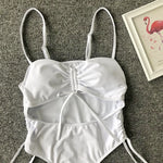 Splicing High Cut Out One Piece Swimsuit Women Tassel Swimwear Female Sexy Bathing Suit String Leopard Bikini 2025 Monokini Lady