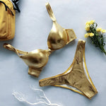 Shiny PU Faux Leather Bikini 2025 Push Up Swimsuit Women Swimwear Female Two-pieces Bikini set Bra Cup Bather Bathing Suit Swim