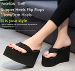 Women Fashion Slippers Super High Heels Beach Flip Flops Soft EVA Summer Shoes Woman Platform Slides 11CM Ladies Sandals SH07021