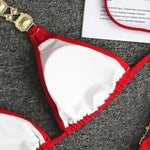 Halter Rhinestone Diamond Bikini Women Swimsuit Female Bikinis Metal Chain Swimwear Two Pieces Bikini Set Bathing Suit Swim Lady