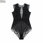 JYF Brand Vintage Sexy Onesies Ultra thin Lace Sleeveless Sleepwear Backless Transparent Mesh Cozy Soft Women's Pajamas