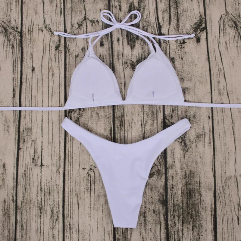 ZTVitality Bikini 2025 New Arrival Sexy Stack-up White Swimwear Women Halter String Low Waist Swimsuit Female Brazilian Biquini