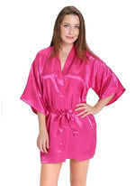 Sexy Silk Satin Night Kimono Robe Short Bathrobe Perfect Wedding Bridesmaid Bride Robes Solid Dressing Gown For Women