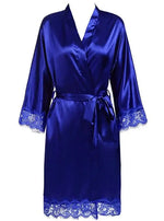 Plus Size Lace Patchwork Bride Bridesmaids Robe Sexy Lingerie Women Silk Wedding Party Kimono Robes Nightgown Sleepwear bathrob